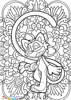 an adult coloring page with the letter c in it's center, surrounded by flowers and