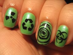 CAUTION! Toxic waste Nail Art Emo, Toxic Nails, Zombie Nails, Mens Nails, Toxic Waste, Grunge Nails, Nail Polish Art, Really Cute Nails