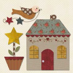 a paper house with stars and a bird on top