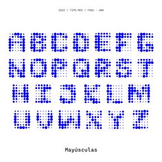 the font and numbers are made up of blue dots