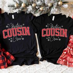 ⭐️ For shirts with cousin name and number/age, go to:  https://wordybunnyboutique.etsy.com/listing/1811112651/custom-cousin-crew-christmas-shirts ⭐️ Cousin Crew Shirts, Matching Cousin Shirts for Kids through adults! Shop with Confidence! We are a 5-Star Rated Shop! Step up your cousin Christmas stepping into these Christmas "Cousin Crew" t-shirts! These eye-catching shirts feature a bold, on-style, design and funky font. Made from high-quality, comfortable fabric, they are perfect for family ga Cousin Christmas Shirts, Funky Fonts, Family Shirts Matching, Vinyl Shirts, Crew Shirt, Holiday Shirts, Family Shirts, Favorite Shirts, Christmas Shirts