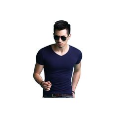 Blue Basic v-neck T-shirt Men - A.A.Y FASHION Blue Stretch V-neck T-shirt, Classic Navy V-neck Top, Navy Casual V-neck T-shirt, Fitted Solid V-neck T-shirt, Basic Blue V-neck T-shirt, Solid Fitted V-neck T-shirt, Blazer Colors, Party Jackets, Swimwear Dress