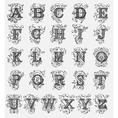 an old fashioned alphabet with swirls and scrolls