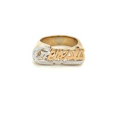 Third generation name jewelry experts feature this beautiful Name Ring. With its Unique white and yellow straight line design, this custom made solid gold name ring is a delightful way to celebrate just about any special occasions. Personalize this custom ring with the name of your choice. Treat yourself or make it a gift for loved ones, birthdays, anniversaries, or celebrations. Great for men women or children. Start a name jewelry collection with this ring or add to your current collection. * Gold Name Ring, Straight Line Design, Heart Line, Straight Line Designs, Name Ring, Name Rings, Custom Ring, Name Jewelry, Jewelry Diamond