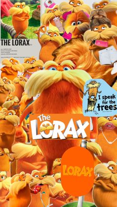 the lorax movie poster with lots of cartoon characters and their names on it