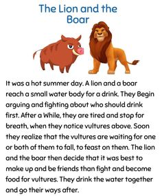 the lion and the boar poem for kids to read in english or spanish with pictures