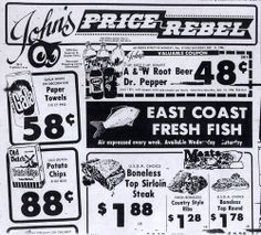 the menu for john's fried food is shown in this black and white photo