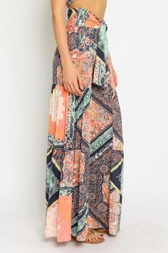 Cantaloupe Patchwork Print Two-Piece Jumpsuit Boho Beach Outfit, 2 Piece Jumpsuit, Crop Top And Pants, Bohemian Boutique, Boutique Clothing Store, Boho Pink, Two Piece Jumpsuit, Boho Boutique, Patchwork Print