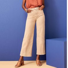 New With Tags Cute Crop Pants! Front Zip With Button Close High Waisted Wide Leg Cropped Wide Leg Jeans, Beige Pants, Slim Waist, High Jeans, Colored Jeans, Cropped Jeans, Wide Leg Jeans, Cropped Pants, Leg Jeans