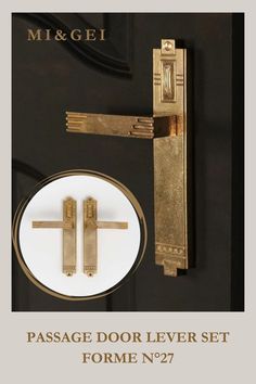 an image of a door with two crosses on it and the words passage door lever set for