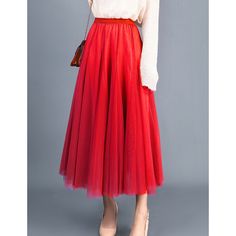 Red Pleated Tulle A-line High Waist Skirt Summer A-line Tulle Skirt, Chic Red Dress With Flared Skirt, Chic Red Flared Skirt Dress, Chic Red Flared Dress, Summer Red Tulle Skirt, Red Knee-length Skirt For Fall, Red Flared Skirt For Fall, Red Pleated A-line Maxi Skirt, Red Full Skirt Dress For Spring