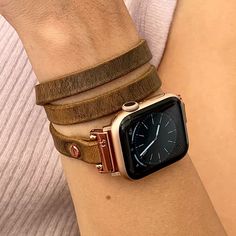 Genuine Leather Strap with Rose Gold Buckle & Rivets! Gorgeous Style Multi Wrap Wrist Jewelry for Women! Designed And Handmade by Simeon D Jewelry Studio! Adjustable Size Bracelet Perfectly Tailored to Fit Your Wrist! This Bracelet Fits ALL Apple Watch Series! Not For Other Models. Apple Watch Is NOT Included! Make a Fashion Statement Every Place You Go! Get Tons of Compliments Wearing Your Beautiful Bracelet! Create Your Own Unique Style! Be Different! Be Unique! Adjustable Leather Apple Watch Band, Adjustable Watch Bands For Everyday Use, Rose Gold Bracelet Strap Apple Watch Band, Adjustable Double Band Bracelet Strap For Watches, Adjustable Rose Gold Bracelet Strap Apple Watch Band, Rose Gold Watch Band For Fashion Accessory, Rose Gold Watch Bands With Bracelet Strap, Adjustable Rose Gold Jewelry For Everyday Use, Adjustable Leather Watch Band