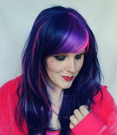 HALLOWEEN SALE - SPARKLE and Shine wig // Twilight Sparkle // Purple Pink Lolita Unicorn Fairy Hair // Long Silky Straight Wave. $72.00, via Etsy. Twilight Sparkle Hair, Sparkle Cosplay, Tardis Cosplay, Scene Wig, Rock Hair, Wig Sale, Punk Rock Hair, Diy Hairstyle, Sparkle Hair