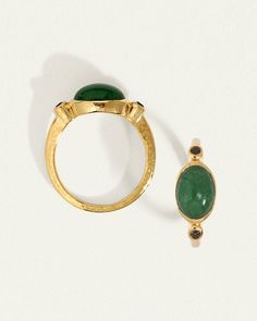 Opis Ring Gold Vermeil Green Aventurine Rings, Gold Emerald Cabochon Ring For May Birthstone, Elegant Gold Emerald Ring With Natural Stones, Gold Oval Chrysoprase Emerald Ring, Greek Goddess, East West, Smokey Quartz, Green Aventurine, Quartz Stone