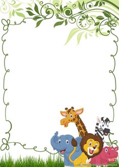 a frame with animals and plants on it