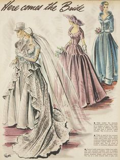 Vintage Wedding Dress Pattern, Wedding Gown Patterns, Gown Patterns, Wedding Dress Pattern, Vintage Clothes Patterns, June Bride, Vintage Wedding Gowns, Wedding Dress Patterns, Sewing Vintage