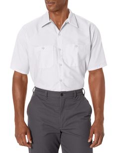 PRICES MAY VARY. 65% Polyester, 35% Cotton Made in the USA or Imported Button closure Machine Wash Professional looking shirt, every wear LIGHTWEIGHT,this regular fit polyester/cotton blended shirt is lightweight and made for all day comfort. Button front for a classic look. With 7 buttons from top to bottom, including a button at the neck, this shirt is functional and timeless. Pocket organization. Our industrial work shirt contains 2 button hex style pockets, with a pencil stall on the left po Men's Uniforms, Church Shirt, Pen And Pencil, Red Kap, Safety Clothing, Work Shirt, Big Fish, Pocket Shirt, Work Attire