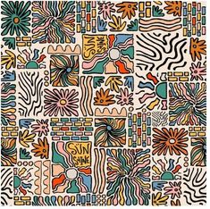 an abstract pattern with many different colors and shapes