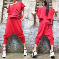 "Everyday Loose Cotton Red Set🤩 Extravagant designs and high quality fabrics. The item from the pictures is size S For more information feel free to ask questions. Material &Care Cotton and elastane Machine wash 30oC Hand wash at low temperatures Do not machine dry Medium hot iron Sizing We make sizes from xs to 5xl as well as customized measures.So don't hesitate to contact us and make one for you. 🛫🎁Shipping🎁 🛬 STANDARD SHIPPING Europe : 6-8 business days USA&Canada : 8-10 busines Sport Elegant, Cotton Casual Pants, Red Trousers, Drop Crotch Pants, Stylish Skirts, Outwear Women, Pants Cotton, Long Trousers, Hot Iron