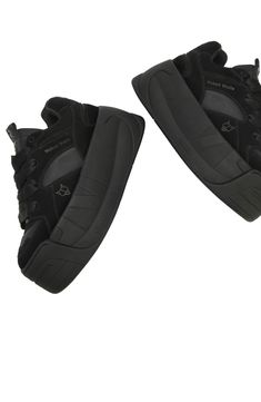 A skater-inspired sneaker set on a bodaciously chunky platform features a mixed-media upper done in varying shades of black for easy pairing. Exclusive retailer 2 3/4" platform Lace-up style Leather upper and lining/synthetic sole Imported Black Shoes For Men, Naked Wolfe, Double Black, High Fashion Outfits, Skate Shoe, Platform Sneaker, Chunky Platform, Sneakers Men Fashion, Sports Bra Sizing