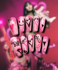 Album Inspired Nails, Kpop Nails Ideas, Emo Nail Art, Nail Art Kpop, Skz Nails, Pop Nails, Idol Nails