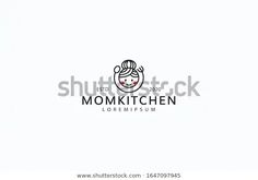 a woman's face with the word mom kitchen on it, in black and white