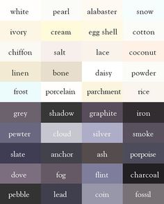 different types of words that are in the same color and font order for each word