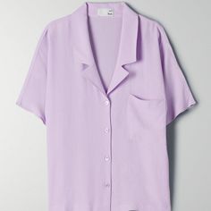 This Button-Up Blouse Has A Vintage-Like Lapel, Patch Pocket And Slightly Cropped Body. It’s Made With A Pebbled Crepe Fabric That Has A Fluid, Feminine Drape. Nwt. Medium, Fits Tts Summer Blouse With Spread Collar And Button Closure, Summer Blouse With Camp Collar And Placket, Summer Blouse With Buttons And Camp Collar, Summer Blouse With Spread Collar And Placket, Classic Summer Blouse With Button Closure, Summer Daywear Blouse With Button Closure, Summer Daywear Blouse With Buttons, Daywear Tops With Buttons And Camp Collar, Classic Summer Blouse With Buttons