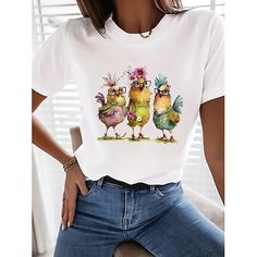 Category:T-shirt; Season:Summer; Fabric:100% Cotton; Sleeve Length:Short Sleeve; Gender:Women's; Style:Casual; Elasticity:Micro-elastic; Tops Type:T Shirt; Occasion:Daily; Top Length:Regular Tops; Fit Type:Loose Fit; Pattern:Chicken,Rooster; Design:Print; Neckline:Crew Neck; Brand:Shall We; Listing Date:06/27/2024; Bust:null; Length:null; Sleeve:null; Fit US Size:null; Fit UK Size:null; Fit EU Size:null; Print Type:Hot Stamping; Text Word:Queen of Hearts Shirt Mothers Day Gift Valentine TShirt R Feminist Shirt, Valentine T Shirts, Cheap Womens Clothing, Heart Shirt, Boho Vintage, African Fabric, White Summer, Summer 2024, Online Womens Clothing