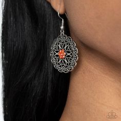 Flower Shop Sparkle Orange Fish Back Hook Earring Elegant Orange Jewelry For Spring, Elegant Orange Spring Jewelry, Bohemian Orange Jewelry For Spring, Orange Fish, Paparazzi Accessories, Rhinestone Earrings, Hook Earrings, Flower Shop, Color Orange