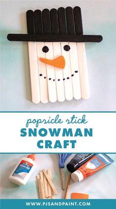 popsicle stick snowman craft for kids to make