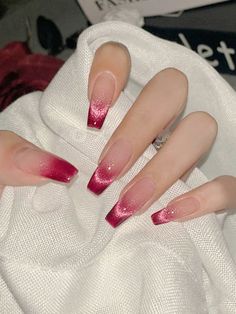 Red Acrylic Nails, Red Nail, Pink Nail, Cat Eyes, New Year's Nails, Nail Polishes