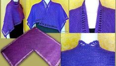 four pictures of different types of crocheted shawls