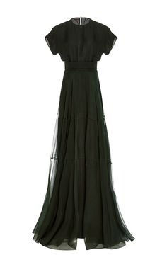 Short Sleeve Silk Gown by ROCHAS Now Available on Moda Operandi Silk Gown, Women Collection, Victorian Dress, Shoulder Dress, Cold Shoulder Dress, Little Black Dress, Dresses For Work