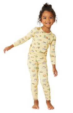 Bedtime will feel like a treat for your kiddo in these brunch-themed pajamas cut from ultrasoft, breathable fabric especially made for sensitive skin. This item is designed to fit snugly, as it is not flame-resistant   95% rayon, 5% spandex   Machine wash, tumble dry   Imported   OEKO-TEX®–certified materials free of harmful substances Playful Cartoon Print Sleepwear For Spring, Cute Yellow Onesie For Loungewear, Playful Yellow Onesie For Loungewear, Print Ideas, Baby Pajamas, Kids Pajamas, The National, Feel Like, Photo Ideas