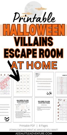 the printable halloween villain escape room at home