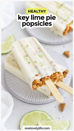 healthy key lime pie popsicles with text overlay