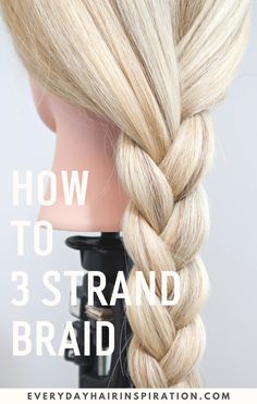 How to braid hair for complete beginners. This is a step by step guide on how to basic 3 strand braid with pictures and a follow along video 3 Strand Braid, Braid Step By Step, How To Braid Hair, Braids Step By Step, How To Braid, Braiding Your Own Hair, Long Length Hair, Medium Hair Styles For Women, Easy Hairstyles For Medium Hair