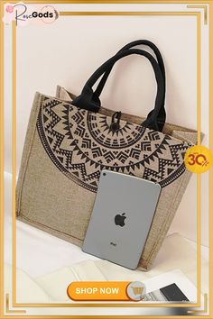 Ethnic Linen Tote Bag Shoulder Shopping Bag Bohemian Beige Bags For Shopping, Bohemian Beige Shopping Bags, Beige Bohemian Shoulder Bag For Shopping, Bohemian Large Capacity Hobo Bag For Shopping, Bohemian Satchel Beach Bag For Shopping, Bohemian Large Capacity Beige Satchel, Bohemian Bags With Large Capacity For Daily Use, Bohemian Large Capacity Bags For Daily Use, Bohemian Style Rectangular Canvas Shopping Bag