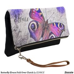 a purple purse with a butterfly on it