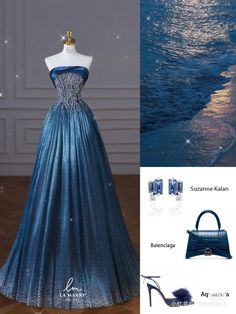 Blue Gowns Elegant, 파티 드레스, Old Fashion Dresses, Fashion Sketches Dresses, Gala Dresses