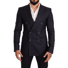 Refine Your Wardrobe With This Impeccably Crafted Blazer From The Luxurious Dolce & Gabbana. Designed For The Discerning Gentleman, This Formal Navy Blazer Exudes Sophistication With Its Peak Lapel Style And Slim Fit Tailoring. Made From A Sumptuous Blend Of 90% Cashmere And 10% Silk, It Is Both Comfortable And Elegant, Perfect For Exclusive Events And Professional Settings Alike. The Distinctive Double-Breasted Two-Button Design And Intricate Logo Embroidery Signal A Garment Of High Craftsmansh Dolce And Gabbana Suits, Formal Blazer, Dolce And Gabbana Blue, Navy Blue Blazer, Peak Lapel, Sports Blazer, Navy Blazer, Dolce And Gabbana Man, Double Breasted Blazer