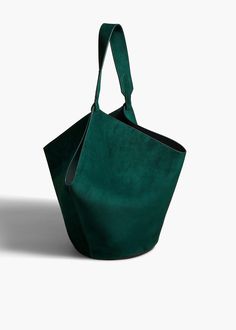 A scarf-inspired tote designed to be especially lightweight, with rounded base for stability. Includes removable leather pouch and dust bag. Luxury Green Rectangular Bucket Bag, Luxury Green Tote Bucket Bag, Luxury Green Tote Bag, Designer Green Bucket Bag With Top Handle, Luxury Green Top Handle Bucket Bag, Luxury Green Bucket Bag For Daily Use, Green Bags With Dust Bag For On-the-go, Designer Green Shoulder Bag For On-the-go, Designer Green Shoulder Bag For Everyday