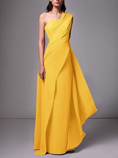 Sheath/Column One-Shoulder Sleeveless Evening Dresses With Pleats Ruch - Mondressy Look Formal, Guest Dress