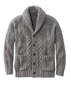 We've chosen all-cotton yarns for our classic shawl-collar cable cardigan to create the ultimate four-season sweater. The design is vintage inspired, but we've updated it with a slimmer, more modern fit. Slim Fit: Cut slim through the chest, sleeve and waist. 100% cotton. Machine wash, dry flat. Rib-knit buttoned shawl collar. Button-front placket. Patch pockets on front. Ribbed hem and cuffs. Imported. Fit: Slim | Men's Signature Cotton Fisherman Sweater, Shawl-Collar Cardigan Sweater, Cotton/C Mens Fashion Cardigan, Mens Fashion Sweaters, Cadet Blue, Cable Cardigan, Shawl Collar Cardigan, Classic Cardigan, Men's Sweaters, Fisherman Sweater, Casual Cardigans