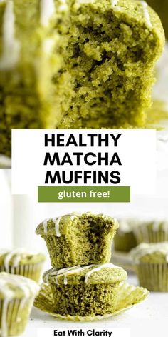 healthy matcha muffins with gluten free frosting are the perfect treat