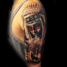 Wolf sleeve design Native American Warrior Tattoos, Warrior Tattoo Ideas, Native American Wolf Tattoo, Tree Sleeve Tattoo, Tree Sleeve, Warrior Tattoo Sleeve, Indian Warrior, Native American Tattoo, American Indian Tattoos