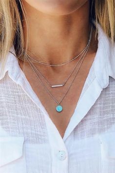 Pura Vida Multi Layered Pendant Necklace Silver & Turquoise | Pura Vida Jewelry – WILD LILIES BOUTIQUE Pura Vida Necklace, Lily Jewelry, Multi Necklace, Set Photo, Turquoise Charm, Turquoise Pendant Necklace, Necklace Sets, Dainty Chain, Metal Bar