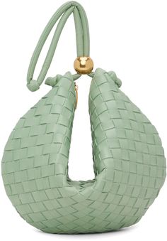 Bottega Veneta: Green Medium Turn Pouch | SSENSE Luxury Classic Miu Miu Bags, Cute Unique Handbags, Modern Luxury Bag, Luxury Green Trendy Baguette Bag, Luxury Miu Miu Shoulder Bag With Adjustable Strap, Olive Luxury Bag, Luxury Green Pouch, Luxury Leather Shoulder Bag By Miu Miu, Green Evening Clutch