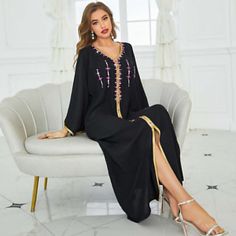 Premium Quality Luxury Diamond Long Sleeve Abaya Gowns Dubai Muslim Womens Party Maxi Dress Robe, Women's Dresses Abaya Noir, Black Abaya, Fashion Muslim, Muslim Fashion Dress, Muslim Dress, Embroidered Trim, Women's Robe, Abaya Fashion, Dress Robes